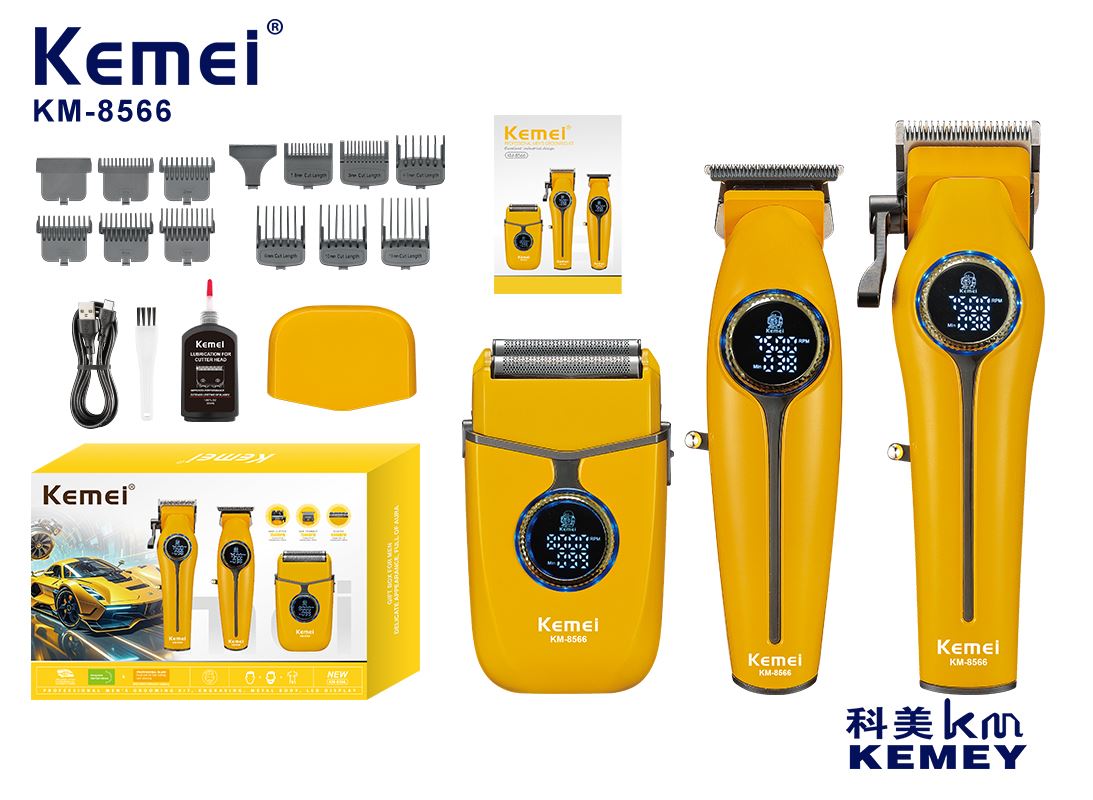 Set de tuns și ras Kemei KM-8566 cu afișaj digital
