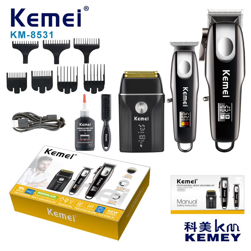 Set de tuns și ras Kemei KM-8531 cu afișaj digital