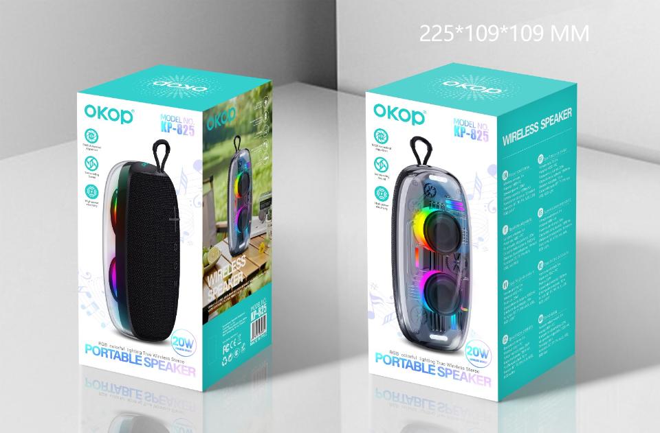 Boxă portabilă OKOP KP-825, Bluetooth 5.4 și lumini RGB