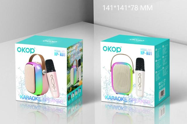 Boxă karaoke OKOP KP-K01 cu microfon și lumini RGB