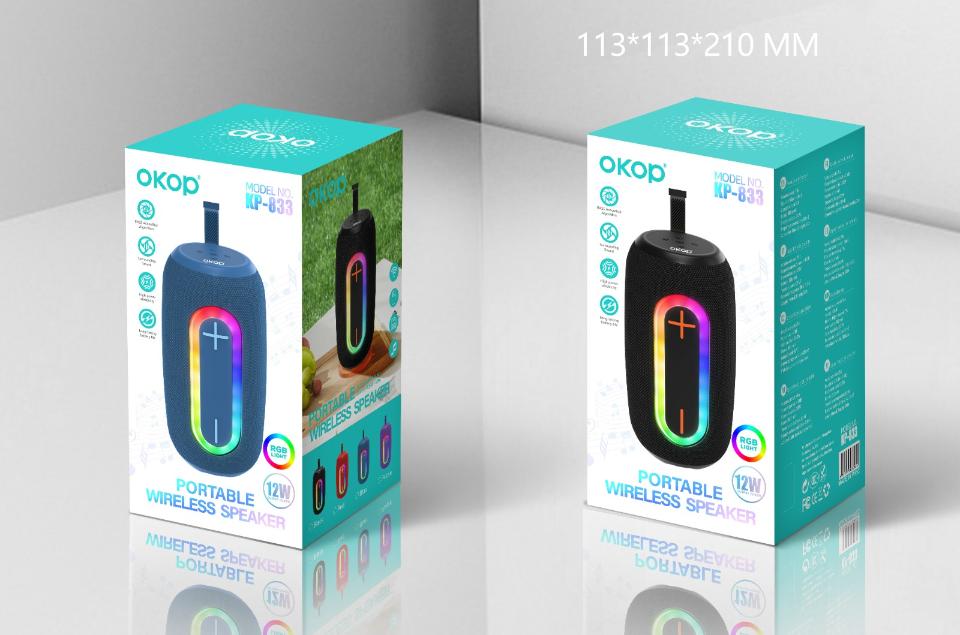 Boxă portabilă OKOP KP-833 cu iluminare RGB