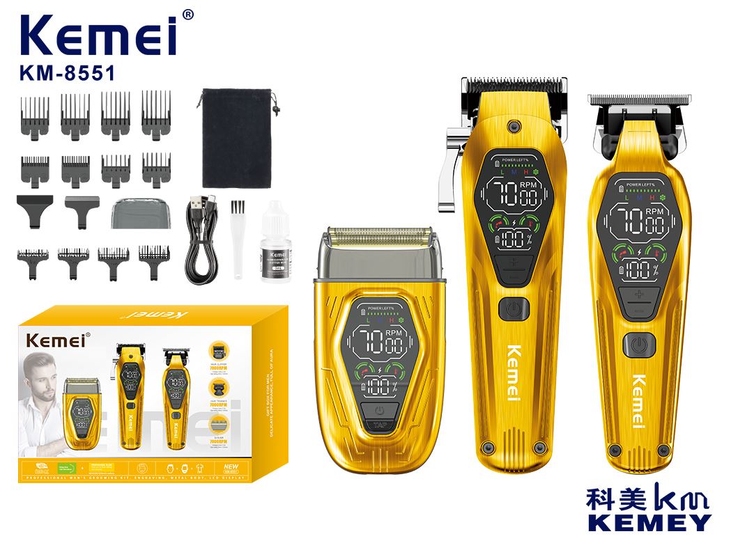 Set de tuns și ras Kemei KM-8551, 7000 rpm