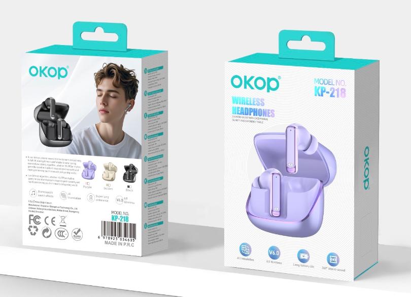 Căști wireless OKOP KP-218, in-ear